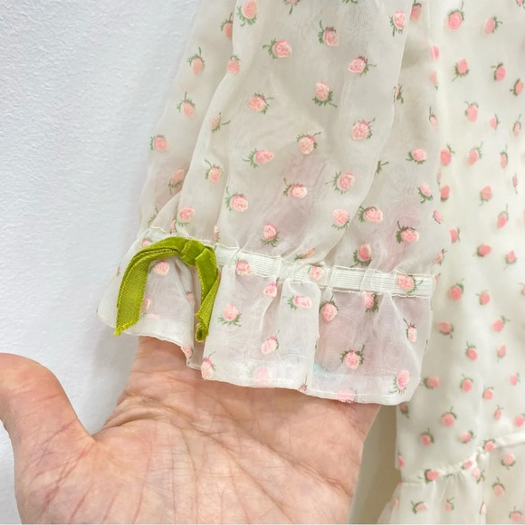 Vintage Union Made pink chiffon ruffle prom formal maxi dress Sz 7 small - Picture 9 of 10